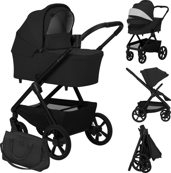 Lionelo Carmine 2 in 1 Kinderwagen – Reiswieg & Wandelwagen – GravelTech Wielen – Anti-Reflux Hoofdsteun – 3D Ventilatie – AiryDots Matras – Compact Opvouwbaar met Zitje – UPF50+ & Waterdichte Stoffen – Tot 22 kg