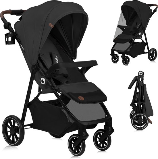 Lionelo Emma One Buggy en kinderwagen tot 22 kg – XXL Kapje – EVA Wielen – Lichtgewicht en Onderhoudsvrij – Verstelbare Rugleuning – Eénhandig Inklapbaar – Verstelbare Duwstang – Centrale Voetrem – 5-Punts Veiligheidsgordel – Stadswandelwagen van LIONELO
