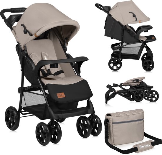 Lionelo Emma Plus - Buggy - Lichte en Duurzame Kinderwagen - 5-Punts Gordel - Rugleuningverstelling tot Ligpositie - Verlengd Luifel met Venster - Grote Mand - Praktische Tas en Organizer - Schokdempers - Geschikt voor Kinderen tot 15 kg van LIONELO