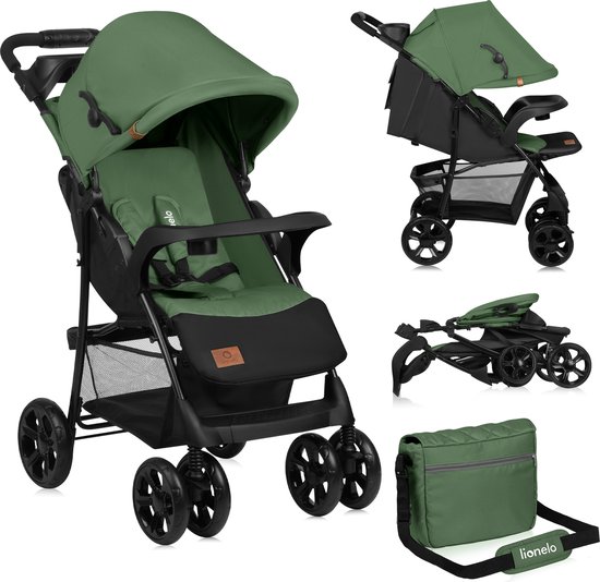 Lionelo Emma Plus - Buggy - Lichte en Duurzame Kinderwagen - 5-Punts Gordel - Rugleuningverstelling tot Ligpositie - Verlengd Luifel met Venster - Grote Mand - Praktische Tas en Organizer - Schokdempers - Geschikt voor Kinderen tot 15 kg van LIONELO