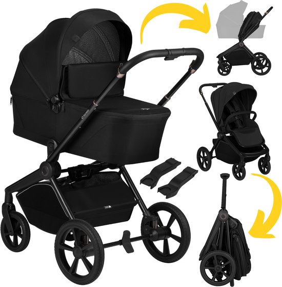 Lionelo Freya 2in1 Kinderwagen – Reiswieg & Wandelwagen – Vanaf Geboorte tot 22 kg – Premium Buggy - PU-Wielen met Vering – Voor- & Achterwaarts Zitje – UPF50+ Kap – Compleet Accessoiresysteem van Merkloos