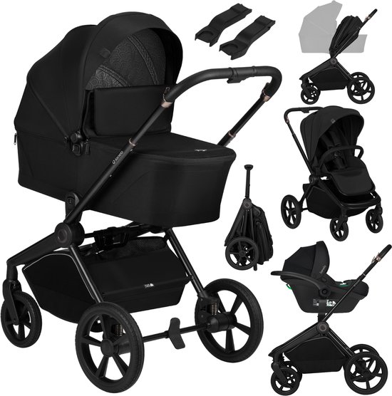 Lionelo Freya 3in1 Kinderwagen Set – Reiswieg, Wandelwagen & Astrid i-Size Autostoel (40–87 cm) –Premium - Vanaf Geboorte tot 22 kg – PU-Wielen met Vering – Omkeerbare Zitting – UPF50+ Kap van Merkloos