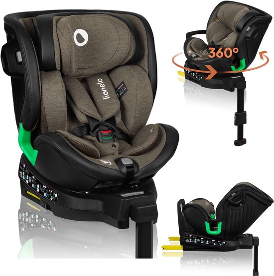 Lionelo Harmony - i-Size Autostoel 4in1 - 360° Draaibare - Brede zitting - ISOFIX + Steunpoot - Achterwaarts gericht tot 105 cm (18 kg) - 40 tot 150 cm - 0 tot 36 kg - Side Impact Guard - RWF en FWF - Bamboe hoes - Dri-Seat - Hoofdsteun verstelbaar van LIONELO