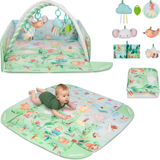 Lionelo Inga Multicolor – Multifunctionele Speelmat met Bogen – Speelkleed & Speelhek – 7 Sensorische Speeltjes – Baby Ontwikkeling & Motoriek van Merkloos