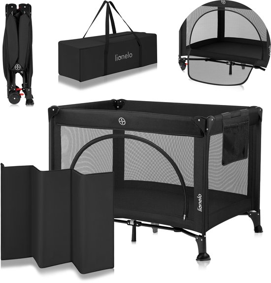 Lionelo Laura - Compact 2-in-1 Reisbedje & Box - Kinderbed - Lichtgewicht - 2 Hoogtes - Wielen met Rem - Gaas Zijpanelen & Peuter Ingang - Inclusief Draagtas & Opbergzak van LIONELO