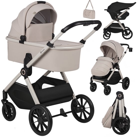 Lionelo Layla - Kinderwagen 3in1 - XXL SET - incl. i-Size autostoel - Veelzijdig en jaarrond - Grote wielen - Bediening met een hand - Voor alle soorten terrein - Accessoireset van Merkloos