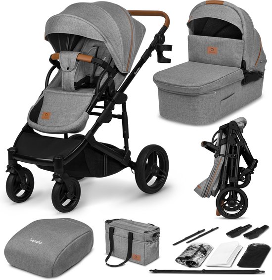 Lionelo Mari Tour - kinderwagen - 2in1 - wielen: off-roadtype met een diameter van 27 cm - 3D panoramische ventilatie - Bedieningsknoppen met geheugenfunctie - Draagzakfunctie van Lionelo