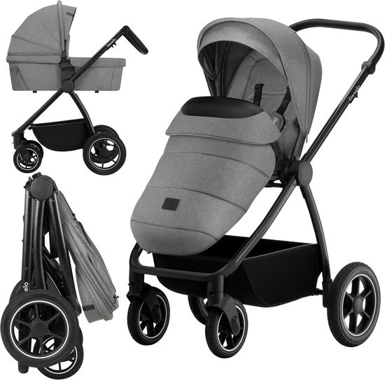 Lionelo Meril 2-in-1 Kinderwagen – Buggy XL Reiswieg & Wandelwagen – All-Terrain Wielen – UPF50+ – Complete Accessoireset – Voor Seizoenen – Verstelbaar Zitje & Rugleuning – Universele Autostoeladapters van LIONELO