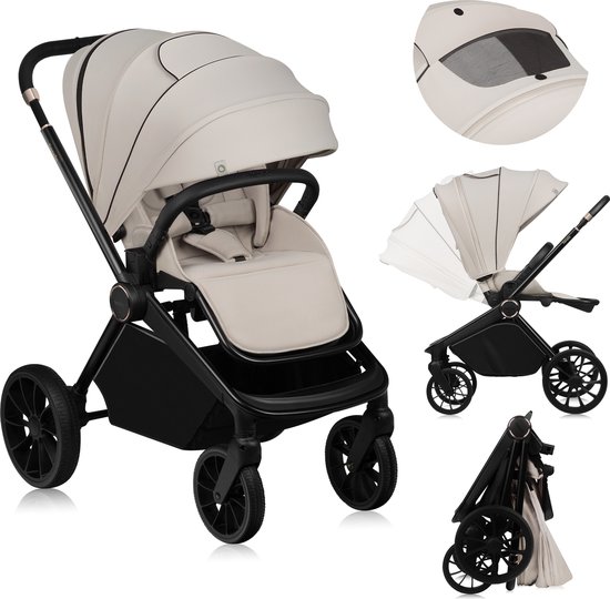 Lionelo Mika Plus Kinderwagen - All-Terrain Wielen - Lichtgewicht - Verstelbare Zitting - XXL Kap met UPF 50+ - Compact Opvouwbaar - Inclusief Accessoires van LIONELO