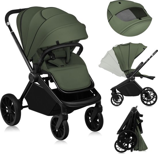 Lionelo Mika Plus Kinderwagen - All-Terrain Wielen - Lichtgewicht - Verstelbare Zitting - XXL Kap met UPF 50+ - Compact Opvouwbaar - Inclusief Accessoires van LIONELO
