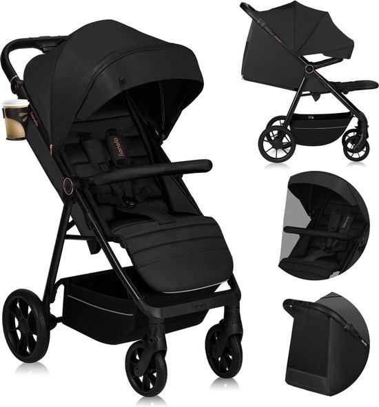 Lionelo Mira - Kinderwagen - Wandelwagen - Voor Kinderen tot 22 kg - Voorwielen 360° - Verstelbare Rugleuning & Handgreep - Waterdichte XXL Luifel met UPF50+ - 5-Puntsgordel - Grote Off-Road Wielen - Volledige Schokdemping - Compact Opvouwbaar van LIONELO