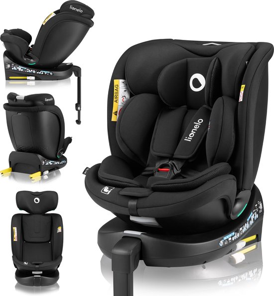Lionelo Navy i-Size Autostoel 40–150 cm - 360° Draaibaar - EasyTurn - ISOFIX & Stabilisatiepoot - Achterwaarts tot 105 cm - Verstelbare Rugleuning - Dri-Seat Ventilatie - R129 Goedgekeurd - Groep 0/1/2/3 - Comfort & Veiligheid van Merkloos