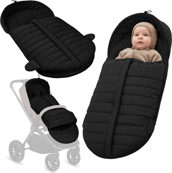 Lionelo Oli – Universele Voetenzak voor Kinderwagen & Buggy – 2in1 voor Reiswieg en Wandelwagen – 101x45 cm, verkort 80x45 cm – Warm tot −20°C – Waterafstotend + UV-filter – openingen voor 5-puntsgordel – Dubbele Rits – Wasbaar 30°C – Footmuff van Merkloos