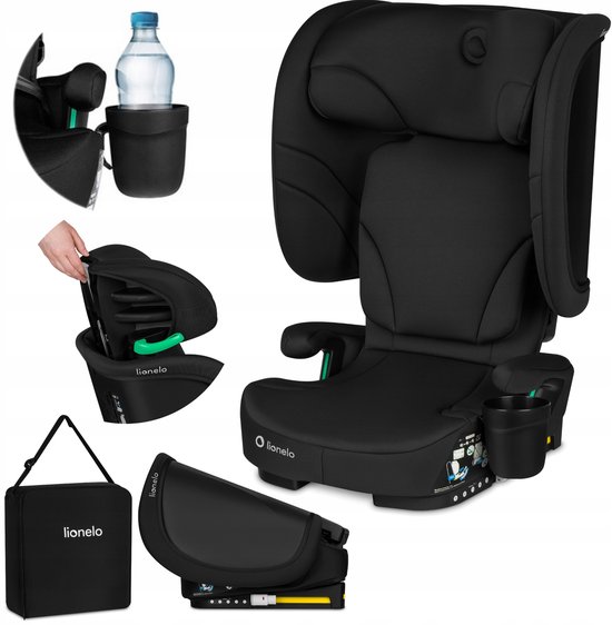 Lionelo Orin Autostoel ISOFIX - Opvouwbaar Autostoeltje 100-150 cm (3,5-12 jaar / 15 tot 36 kg / Groep 2 3) – 14-standen Hoofdsteun – 4-standen Rugleuning – Licht & Compact – Inclusief Bekerhouder & Transporttas – Kinderzitje i-Size Reis van Merkloos