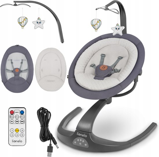 Lionelo Rina - Babyschommel - 2 in 1 - 360° Draaibare zitje - 2-traps aanpassing - Essential Grey van Lionelo