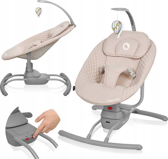 Lionelo Rio - Ergonomisch Wipstoel - tot 9 kg - 3 schommelsnelheden - 8 voorgeladen melodieën - Wasbaar - Lichtgewicht van Lionelo