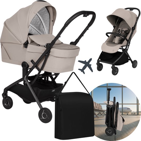 Lionelo Sia Flex Buggy & Kinderwagen – Cabinewagen – Reiswieg & Wandelwagen – Ultralicht 6,1 kg – Compact Inklapbaar – 3D Ventilatie – AiryDots Matras – Eénhandsbediening – Incl. Accessoires