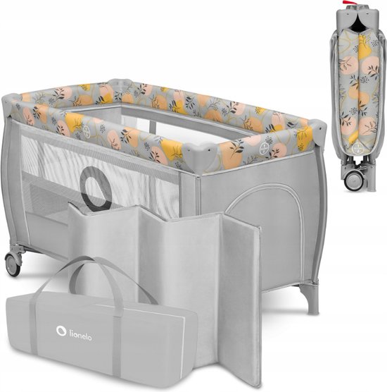 Lionelo Stefi Plus 2in1 - Meegroeibed - Reisbedje en box voor kinderen tot 15 kg - Zijrtis - Hoogwaardige schuimmatras - Snel opvouwbaar van Lionelo
