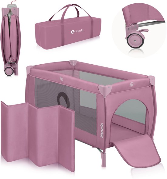 Lionelo Stefi Plus - Campingbedje 2in1 - Meegroeibed - Reisbedje en box voor kinderen tot 15 kg - Zijrtis - Hoogwaardige schuimmatras - Snel opvouwbaar van LIONELO