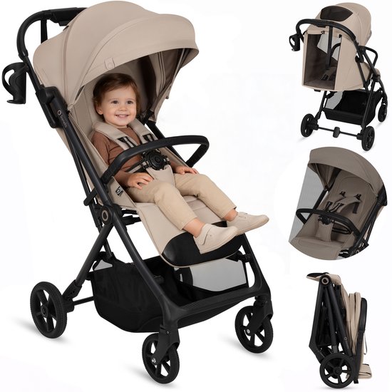 Lionelo Tansi Buggy – GravelTech Wielen – Inklapbaar Auto-Folding Systeem – Geschikt voor 6 Maanden tot 4 Jaar – Hoge Zitting tot 92 cm – 3-Stand Rugleuning – Dri-Seat Comfort – Inclusief Muggennet & Bekerhouder