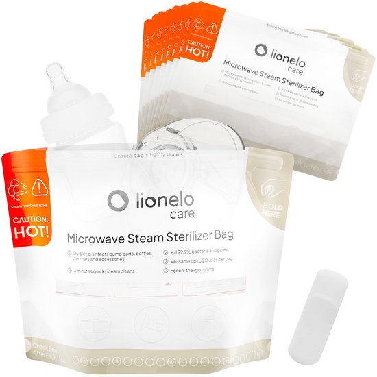 Lionelo Thermbag – Magnetron-Sterilisatiezakjes 8 stuks – 90 sec sterilisatie – Herbruikbaar tot 20× – BPA-vrij & hittebestendig – Voor flesjes, fopspenen & borstkolfontdelen – Reisvriendelijk van Merkloos