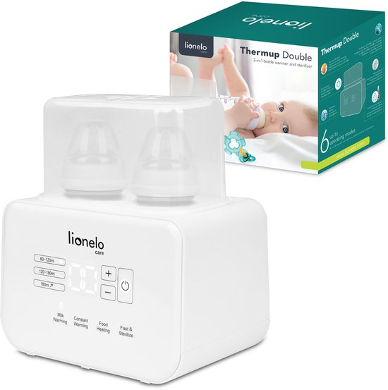 Lionelo Thermup Dubbele 6-in-1 Flessenwarmer – Voor 2 Flessen – Snel Opwarmen in 3 Min – Sterilisator & Ontdooier – Temperatuurbehoud tot 24u – BPA-vrij & Veilig van Merkloos