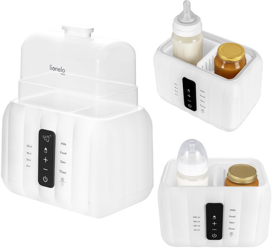 Lionelo Thermup Duo – Dubbele Flessenwarmer & Sterilisator 6-in-1 – Voor Twee Flessen of Potjes – Intelligente Temperatuurregeling – Ontdooien, Verwarmen, Steriliseren – BPA-vrij – Aanraakbediening van Merkloos