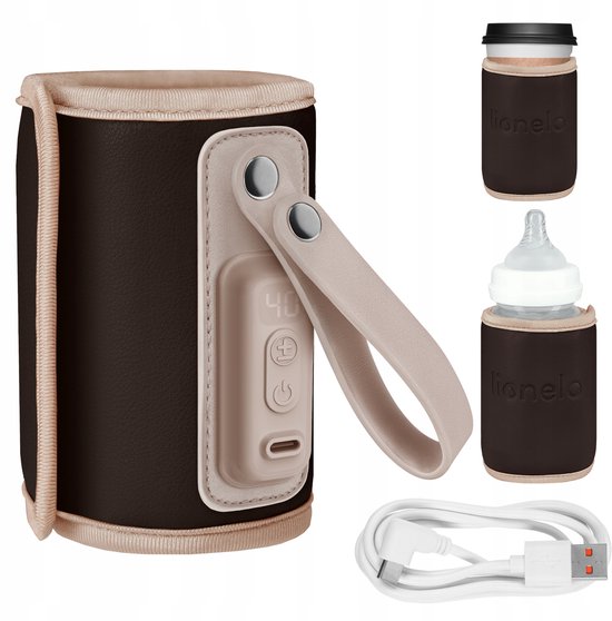 Lionelo Thermup GO - draagbare flessenwarmer met USB aansluiting - Bruin