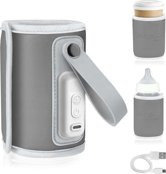 Lionelo Thermup GO - draagbare flessenwarmer met USB aansluiting - grijs van Lionelo
