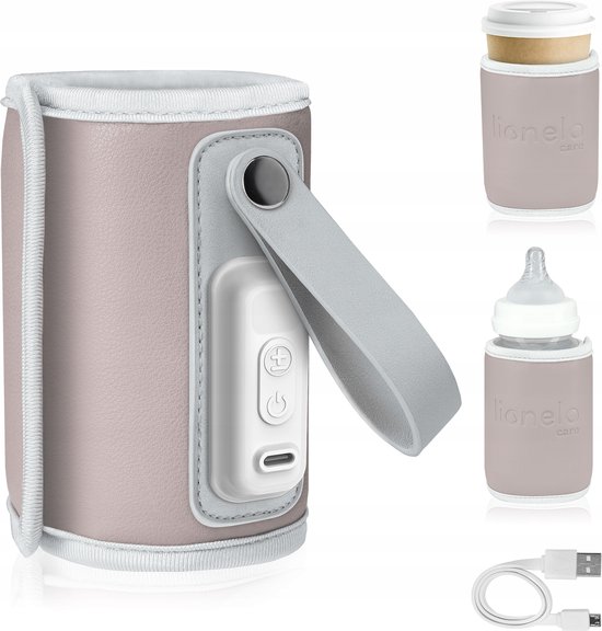 Lionelo Thermup GO - draagbare flessenwarmer met USB aansluiting - roze van Lionelo