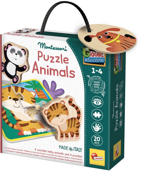 Lisciani - Montessori Wood - vormenpuzzel - Dieren en hun baby van Merkloos