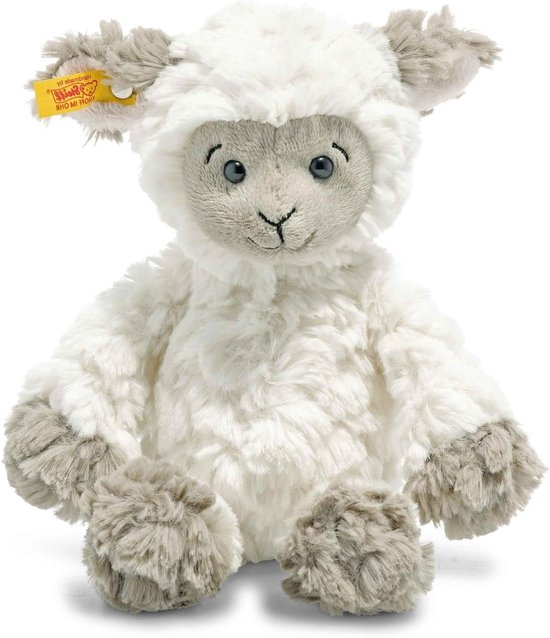 Lita Lam Knuffel - Pluche Lammetje - Knuffelen met baby's - Zacht imitatiebont - 20 cm - Wit-bruingrijs