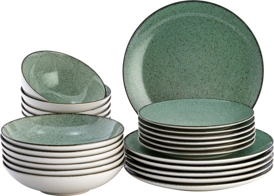 Lite-Body Serviesset - Mintgroen spikkel - 6 personen - 24 delig