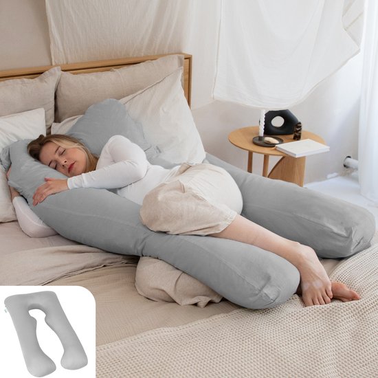 Litollo® Zwangerschapskussen XXL - Voedingskussen - Lichaamskussen - Body pillow - 280cm - Afneembare hoes - Grijs van Litollo