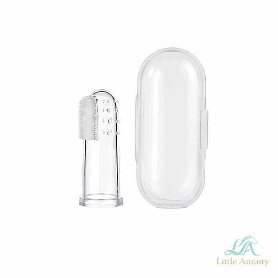 Little Aminty Baby tandenborstel – Vingertandenborstel van zachte siliconen – Voor tandjes en tandvlees – 0-24 maanden
