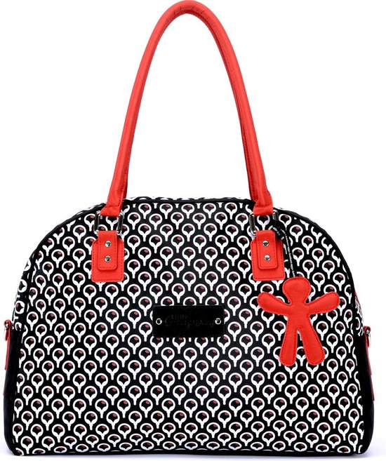 Little Company - Luiertas - PopUp Shoulder Bag Round - Zwart/Rood van Little Company