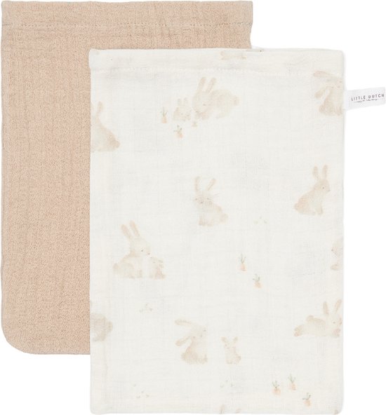 Little Dutch Baby Bunny Washandjes - Beige - 2 Stuks van Little Dutch