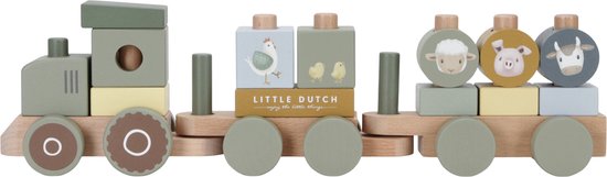 Little Dutch - Blokkentrein Tractor FSC - Little Farm van Little Dutch