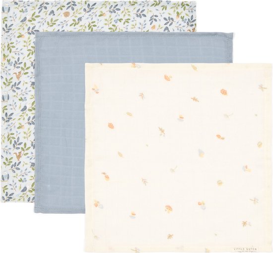 Little Dutch Forest Friends Forest Treasures - Multipack - set van 3 monddoekjes hydrofiel - 25 x 25 cm van Little Dutch