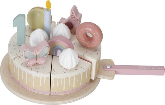 Little Dutch Houten verjaardagstaartje Pink FSC van Little Dutch