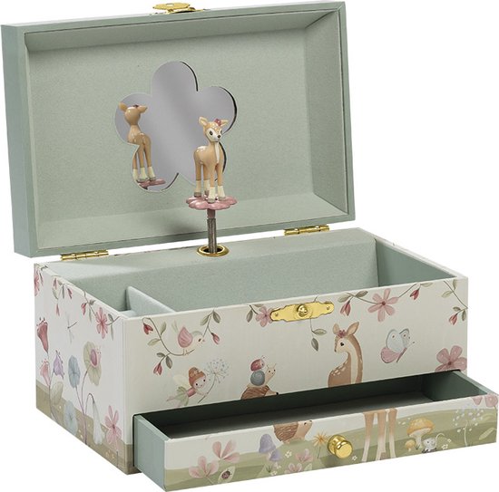 Little Dutch juwelenkistje met muziek - Forest Friends - met hertje figuur - met speciaal vak voor ringetjes en extra lade - decoratief van Little Dutch