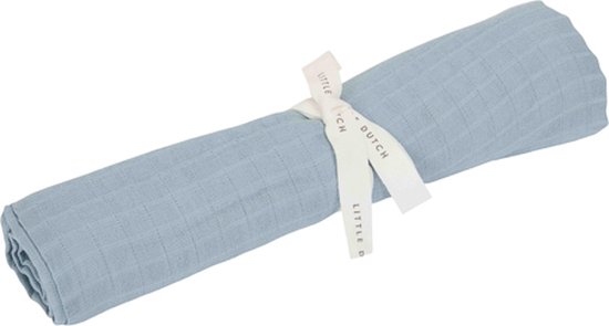 Little Dutch Pure Denim Blue - Swaddle doek hydrofiel - 120 x 120 cm van Little Dutch