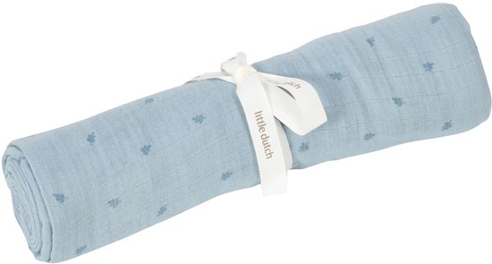 Little Dutch Pure Swaddle Doek XL - Hydrofiel - 120 x 120 cm - Denim Blue van Little Dutch