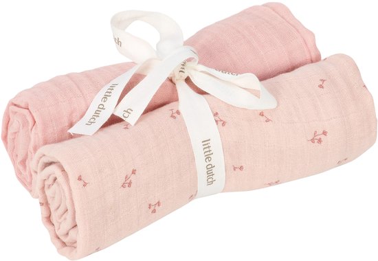 Little Dutch Pure Swaddle Doeken - Set Van 2 - Hydrofiel - 70 x 70 cm - Blossom van Little Dutch