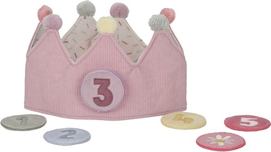 Little Dutch - Verjaardagskroon van stof met cijfers - Roze van Little Dutch