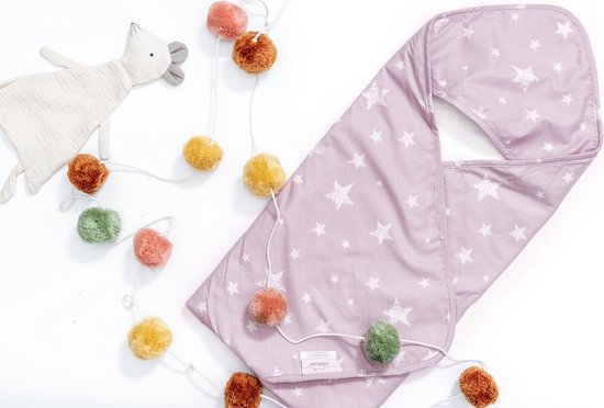 Little Hibboux Star badcape wit/lila 75x75 sterren van Hibboux