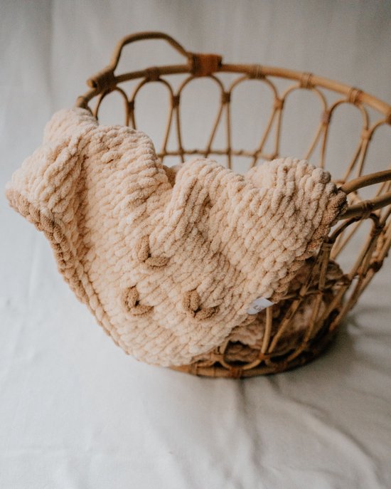 Little Livo - Handgehaakte baby- kinderdeken - Hartjes detail - 100% zacht microvezel - Maat 75cmx75cm - Volledig handgemaakt van Merkloos