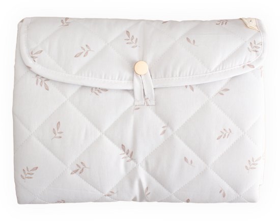 Little Moon Verschoonmatje van Biologisch Katoen - Verschoningsmatje voor Onderweg incl. Opbergvak - Floating Leaf van Merkloos