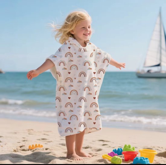 Little Olives - Badcape kind - Strandlaken kind - Badponcho Kind - Badhanddoek kinden - Badcape met muts - Bad Poncho - KinderHanddoek - Omkleed handdoek - Strand Handdoek - Regenboog Handdoek - Kleuter strandlaken - Bad Handdoek - Vakantie Handdoek van Merkloos