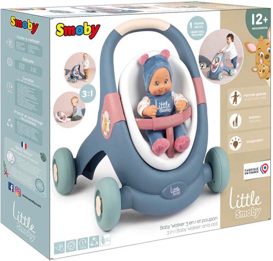 Little Smoby - 3 in 1 Loopwagen - Inclusief babypop van Merkloos